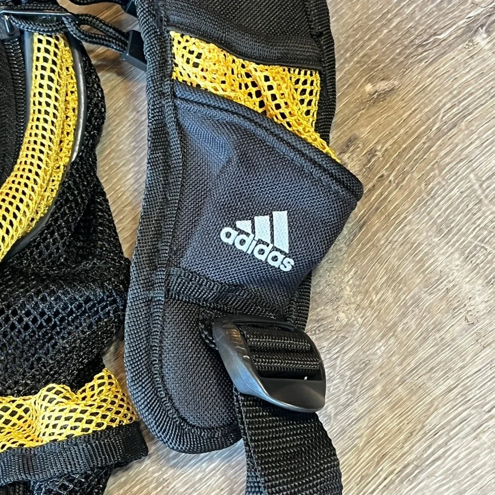 Adidas Mesh Backpack Yellow Black Vintage Sporty School Gym Bag RN90288
